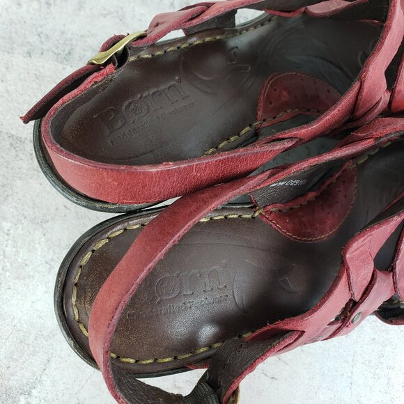 Born 100% Leather Wedge Sandals Strappy Shoes size 8 Y2K Slingback - Picture 9 of 13